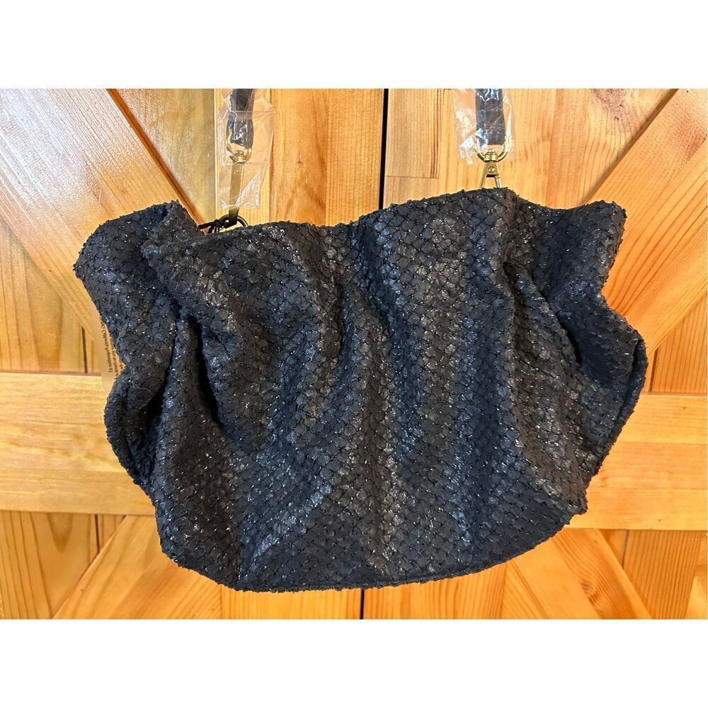 Anthropologie black textured purse nwt (4756)￼